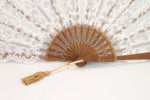 Rockcoco Bruges delicate handmade cream lace luxury hand fan lace detail