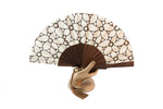 Limoges - Beautiful handmade cream and brown cotton open work fan