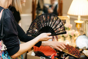 Rockcoco Fans exhibits their luxurious hand fans at The Quintessentially Wedding Atelier at The Langham Hotel London