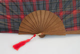 Handmade hand fan red tartan