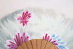 Hawaii - exquisite blue hand painted hand fan close up