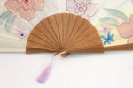 Rockcoco fans Hawaii exquisite yellow hand painted hand fan - close up