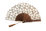Limoges - Beautiful handmade cream and brown cotton open work fan