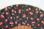 Morello - Striking contemporary cherries design handmade silk hand fan