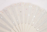Cream handmade fan adorned with hand sewn sequins