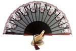 Verona - Elegant hand made luxury ebony hand fan with hand painted guard