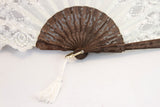 Versailles - Elegant handmade fine lace fan with hand sewn sequin trim detail