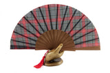 Handmade hand fan red tartan