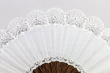 Elegant handmade Cheltenham White luxury bridal hand fan lace detail