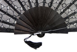 Limoges - Sophisticated Black Organza hand fan detail