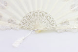 Savannah - Exquisite cream and silver luxury hand fan - close up
